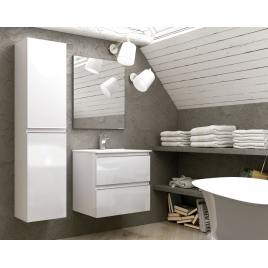 Meuble de salle de bain suspendu Dundee 100 cm de large Laqué blanc avec lavabo intégré