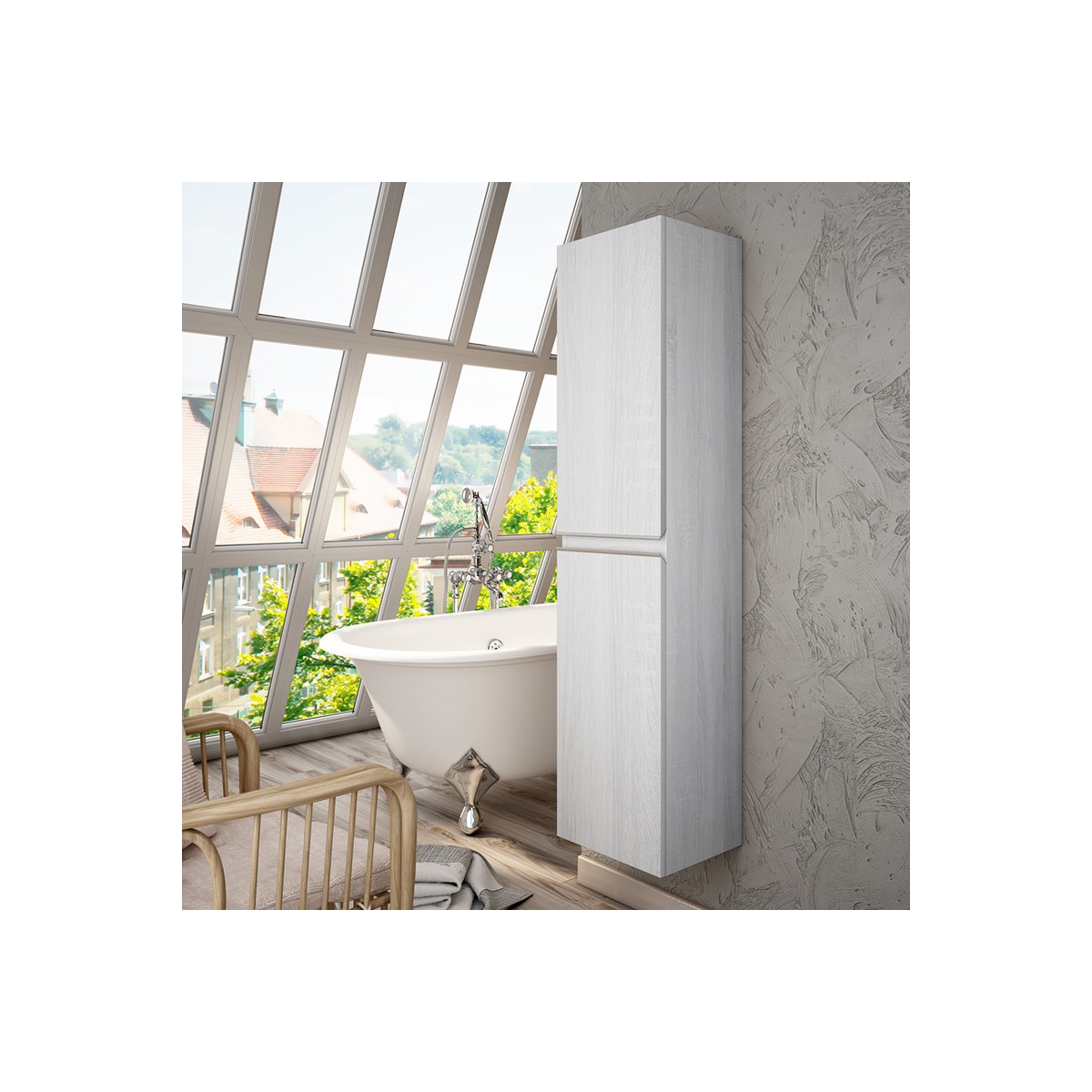 Fotografias de ambiente do móvel de casa de banho suspenso Hibernian Dundee de 60 cm de largura com lavatório integrado [54507] 