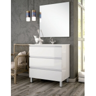 Photos d’ambiance de meubles de salle de bain Dundee floor 60 cm de large Couleur laquée blanche avec lavabo intégré [54538]