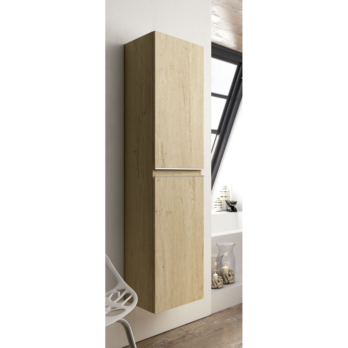 Fotos ambiente de Mueble de baño de suelo Dundee de 60 cm de ancho color Bambú con lavabo integrado [54556]