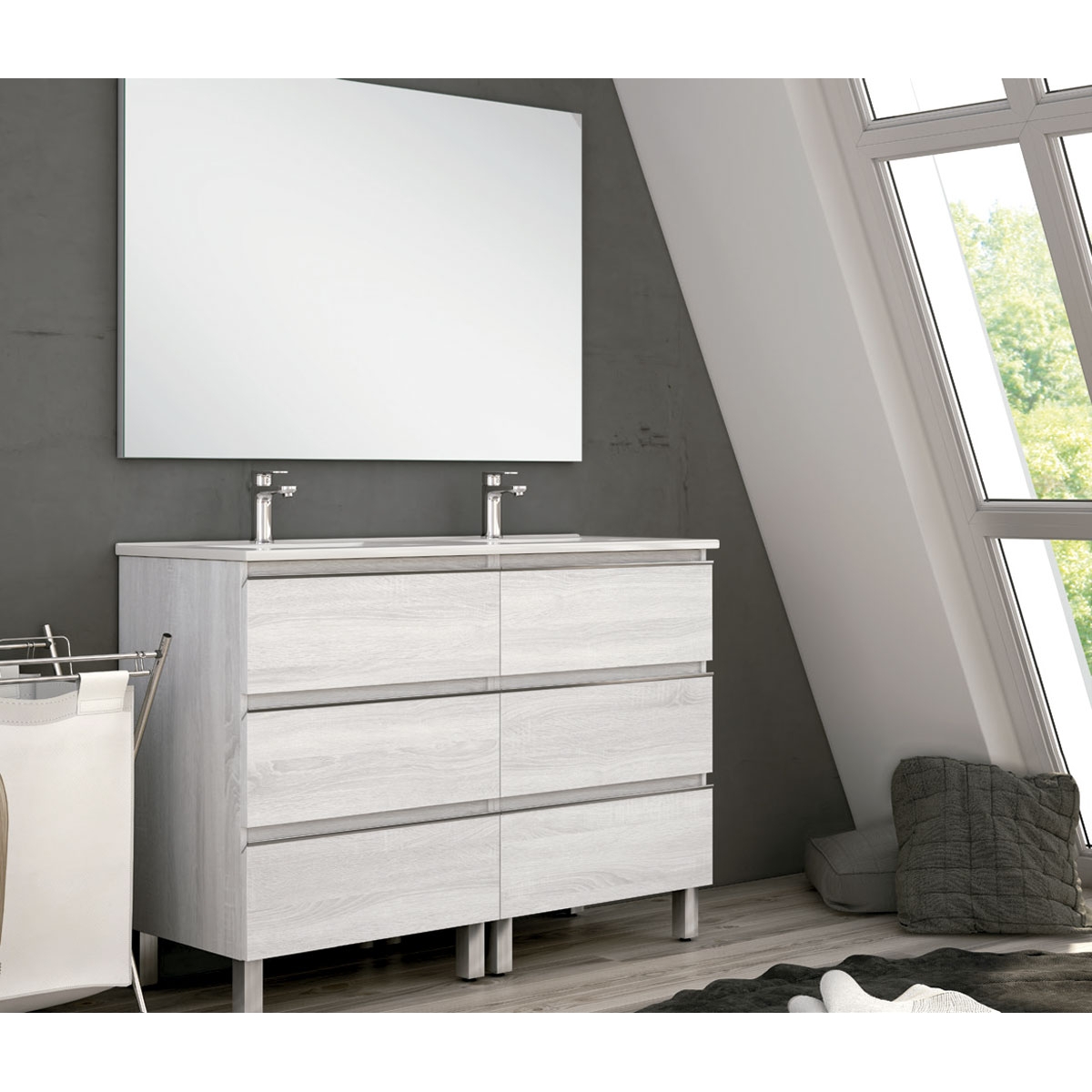 Mueble de baño de suelo Dundee de 70 cm de ancho color Hibernian con lavabo integrado