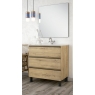 Detalle de Mueble de baño de suelo Dundee de 70 cm de ancho color Roble Otippo con lavabo integrado