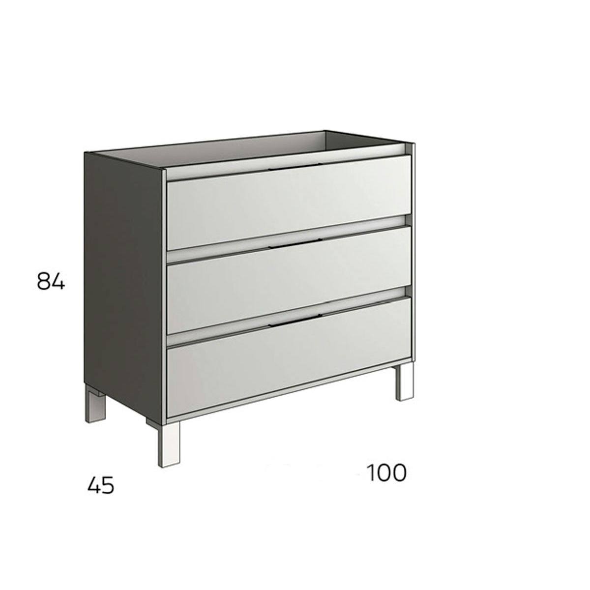 Mobilier de salle de bain Dundee de 100 cm de large Couleur ciment avec lavabo intégré