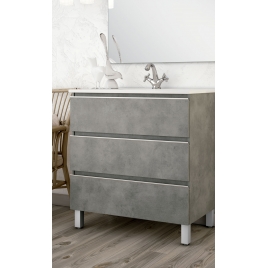 Dundee floor bathroom furniture 100 cm wide Cement color with integrated sink
