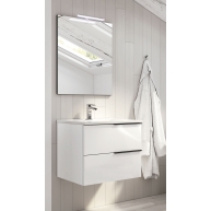 Fotografias de ambiente do móvel de casa de banho suspenso Oban 60 cm de largura Lacado Branco com lavatório integrado [54779] [