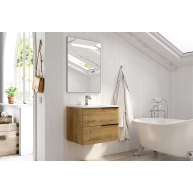 Imagen de Mueble de baño suspendido Oban de 60 cm de ancho color Roble Otippo con lavabo integrado