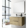Fotos ambiente de Mueble de baño suspendido Oban de 100 cm de ancho color Roble Otippo con lavabo integrado [54967]