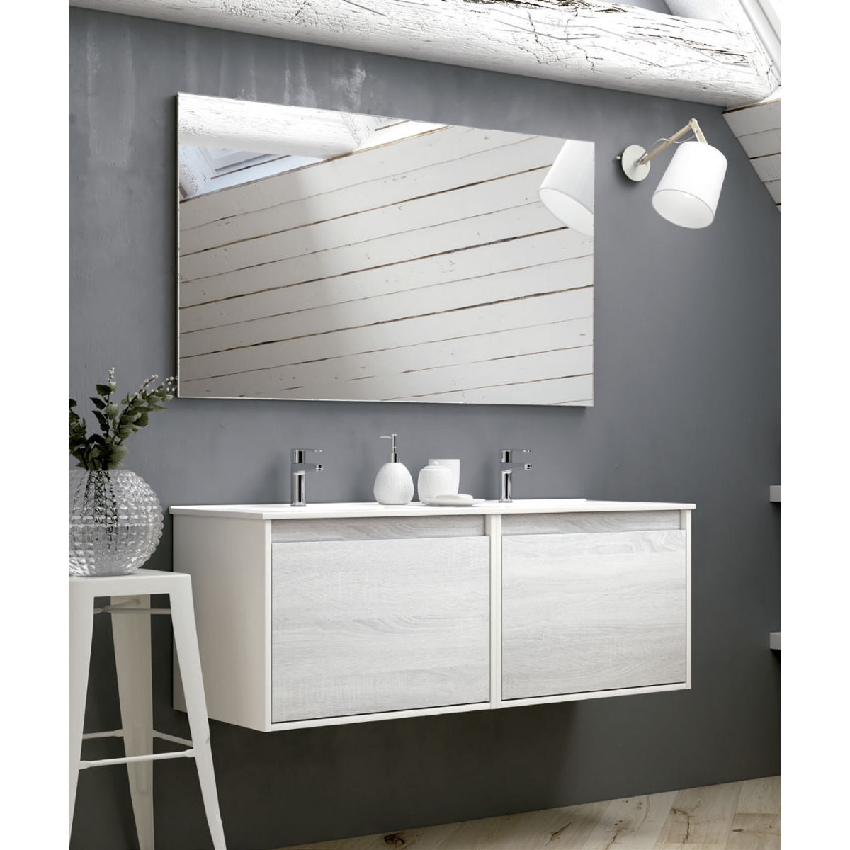 Fotos ambiente de Mueble de baño suspendido Poole de 60 cm de ancho color Hibernian con lavabo integrado [55008]