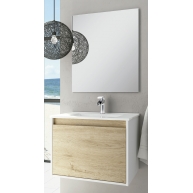 Fotos ambiente de Mueble de baño suspendido Poole de 60 cm de ancho color Bambú con lavabo integrado [55011]