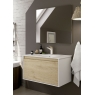 Ambient photos of Poole 80 cm wide wall-hung bathroom furniture in Bamboo color with integrated sink [55035]