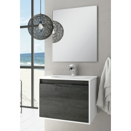 Foto de Mueble de baño suspendido Poole de 80 cm de ancho color Ebony con lavabo integrado
