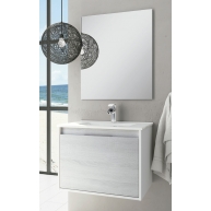 Pormenor do móvel de casa de banho suspenso Poole de 80 cm de largura na cor Hibernian com lavatório integrado