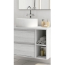 Ambient photos of Dover 80 cm wide suspended bathroom furniture in Hiberian color with integrated sink [55051]