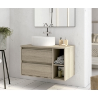 Fotos ambiente de Mueble de baño suspendido Dover de 80 cm de ancho color Cambrian con lavabo integrado [55066]