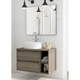 Dover suspended bathroom furniture 80 cm wide Britannia color with integrated sink