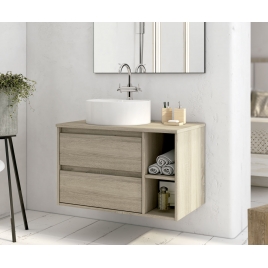 Mueble de baño suspendido Dover de 100 cm de ancho color Cambrian con lavabo integrado