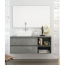 Detalle de Mueble de baño suspendido Dover de 100 cm de ancho color Cemento con lavabo integrado
