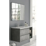 Fotos ambiente de Mueble de baño suspendido Dover de 100 cm de ancho color Cemento con lavabo integrado [55098]