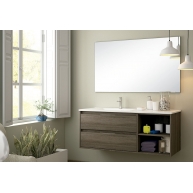 Fotografias de ambiente do móvel de casa de banho suspenso Dover Britannia com 100 cm de largura e lavatório integrado [55099] [