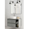 Dover suspended bathroom furniture 100 cm wide Cement color with integrated sink