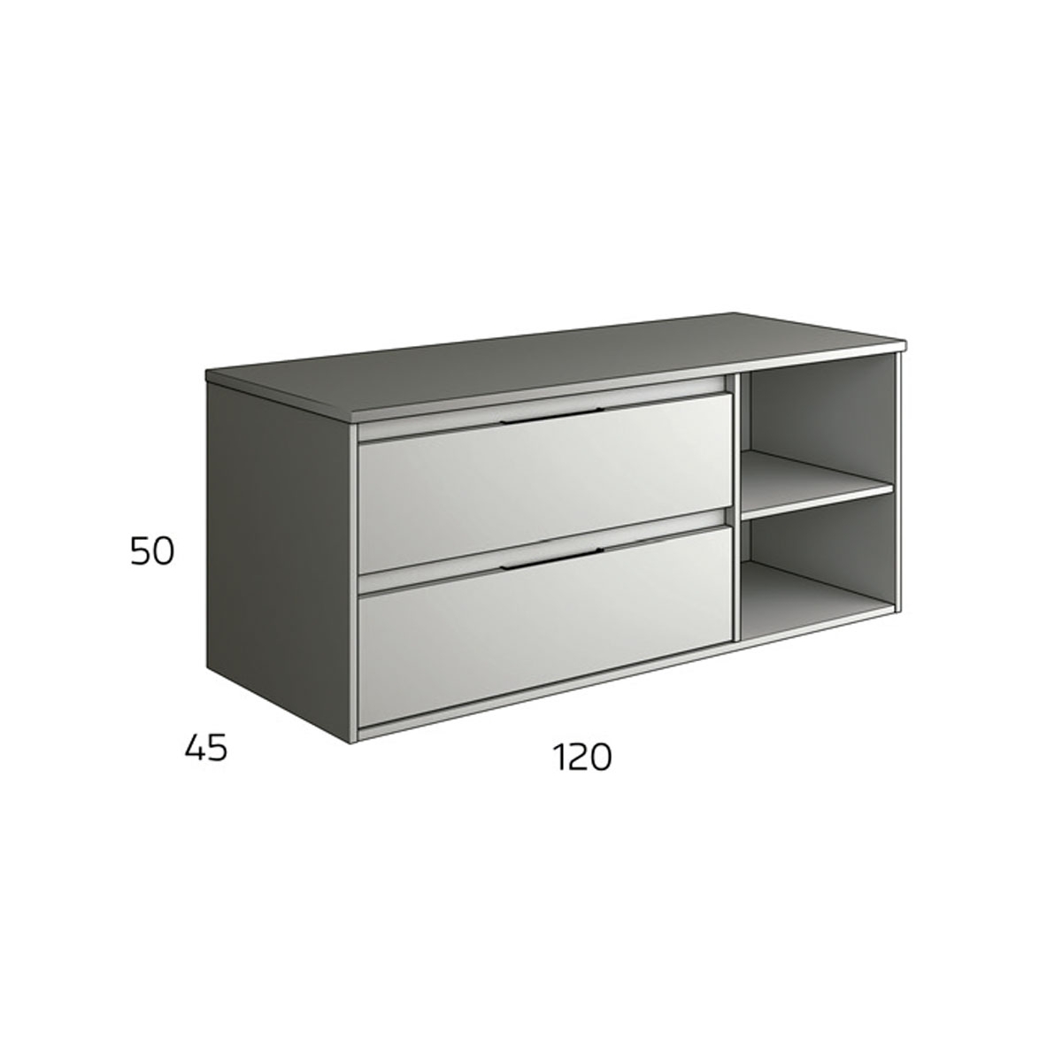 Photos d’ambiance de Dover 120 cm de large mobilier de salle de bain suspendu couleur cambrienne avec lavabo intégré [55120]