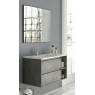 Dover suspended bathroom furniture 120 cm wide Cement color with integrated sink