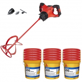 Pack 15 Sikafill 200 Fibers 20kg Red Tile jars with gift Rubimix 9 Supertorque 1800W Rubi Mixer
