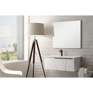 Ambient photos of Ayr suspended bathroom furniture 100 cm wide Calacatta color with integrated sink [55155]