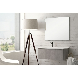 Ayr suspended bathroom furniture 100 cm wide Stone Rock color with integrated sink