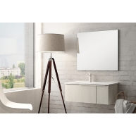 Photo de Mobilier de salle de bain suspendu Ayr 100 cm de large Stone Light color avec lavabo intégré