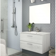 Mayorca Meuble de salle de bain suspendu de 60 cm de large de couleur Hiberian avec lavabo intégré