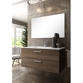Foto de Mueble de baño suspendido Mayorca de 60 cm de ancho color Britannia con lavabo integrado