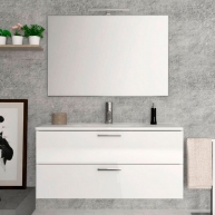 Fotos de ambiente do móvel de casa de banho mural Mayorca 60 cm de largura Lacado Branco com lavatório integrado [55332].