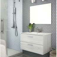Imagem de Mayorca móvel de casa de banho suspenso de 80 cm de largura cor Hiberian com lavatório integrado