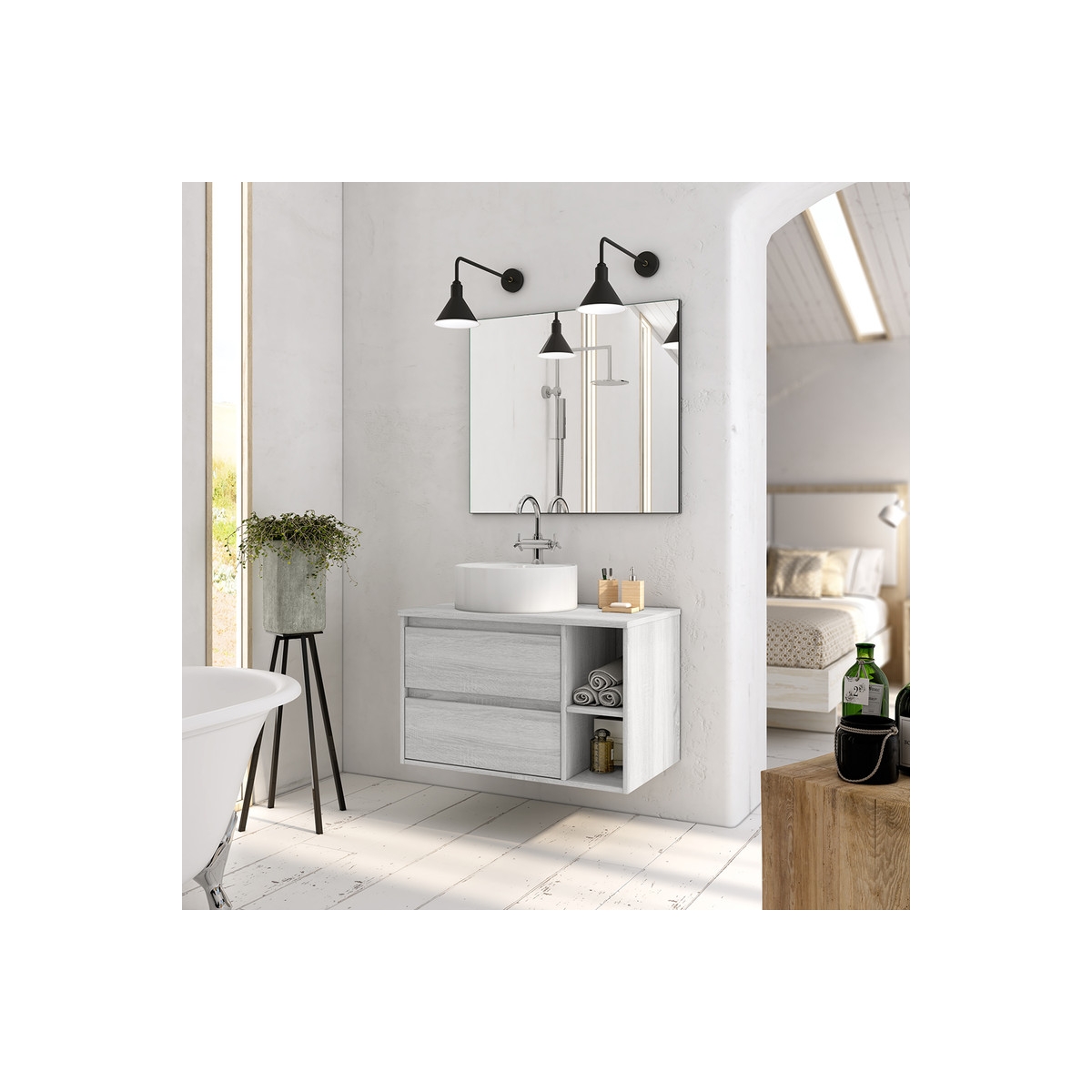 Fotos ambiente de Mueble de baño suspendido Bristol de 120 cm de ancho color Hiberian [55529]