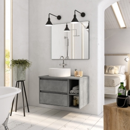 Bristol suspended bathroom furniture 120 cm wide Cement color