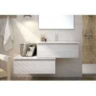 Ambient photos of Derby 80 cm wide suspended bathroom furniture Hibernian color with integrated sink [55633]
