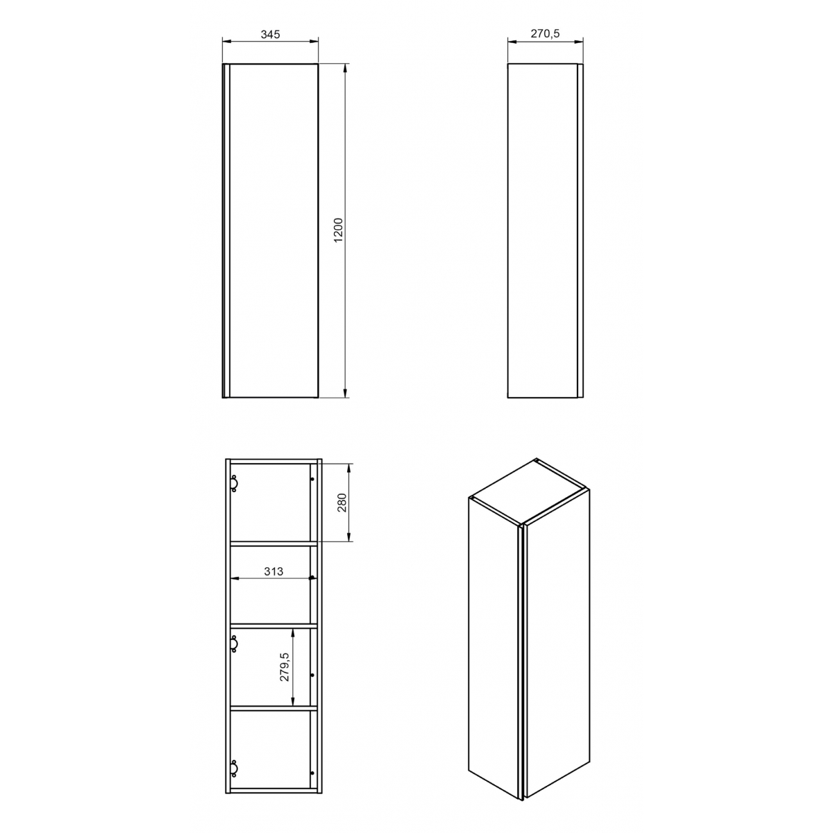 35 cm aufhängende Badezimmer-Hilfsmöbel Granada Modellschema