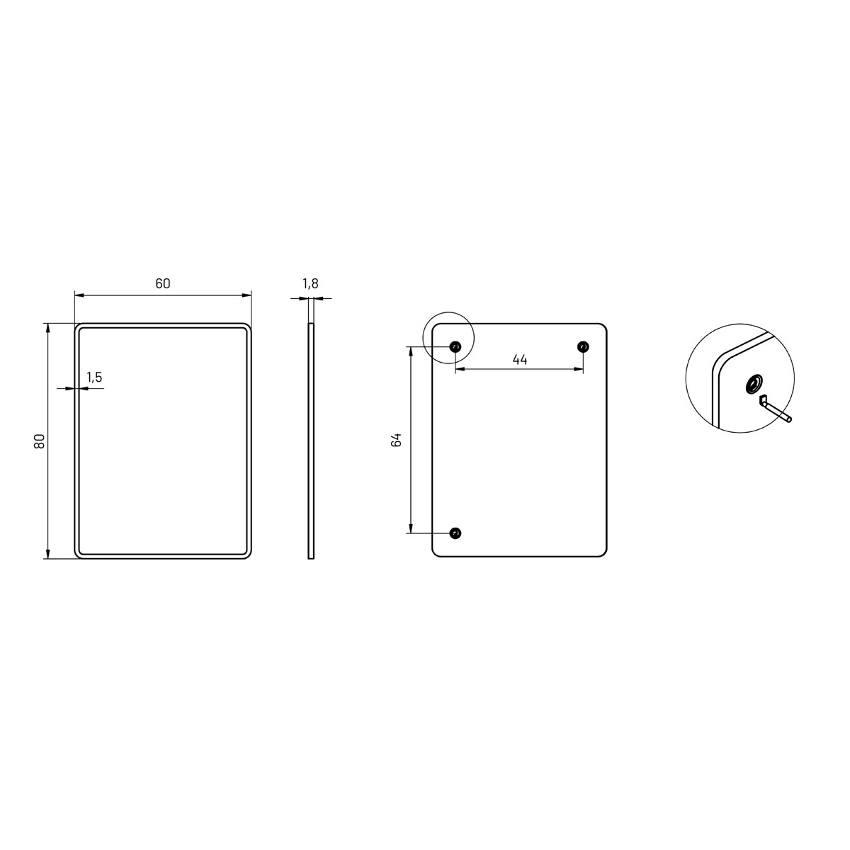 Miroir de salle de bain rectangulaire de différentes tailles Modèle Capri e