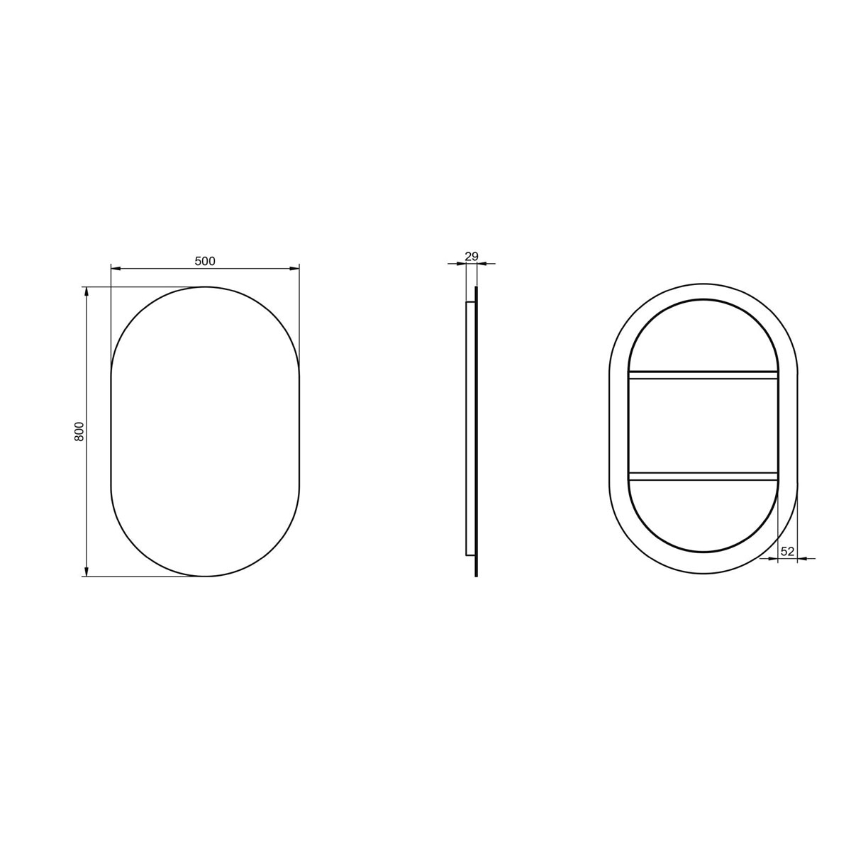 Espejo ovalado retroiluminado para baño en varias medidas Modelo Ada