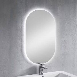 Backlit oval mirror for bathroom 50x80x3 cm Model Ada