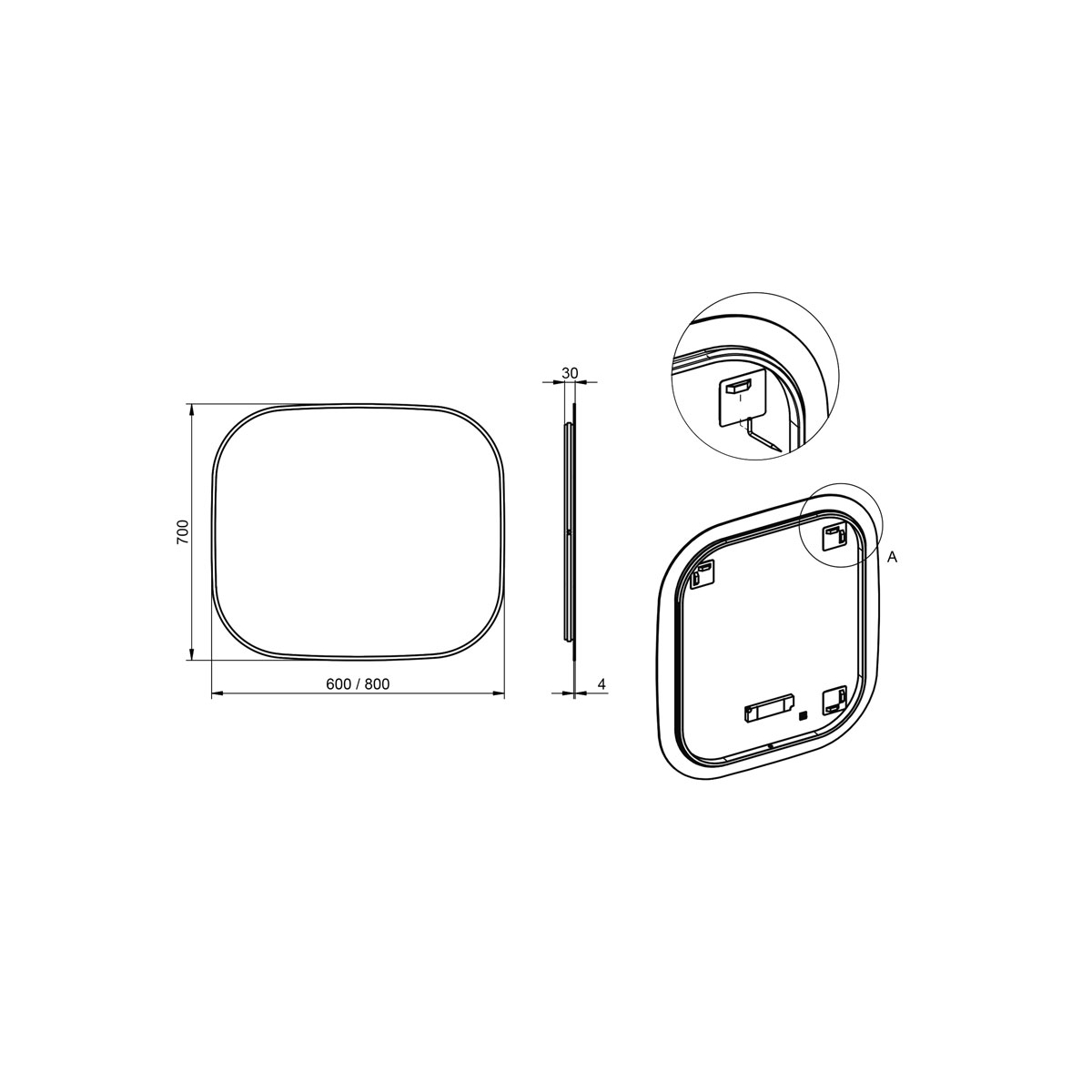 Backlit bathroom mirror in various sizes Model Cloe 2