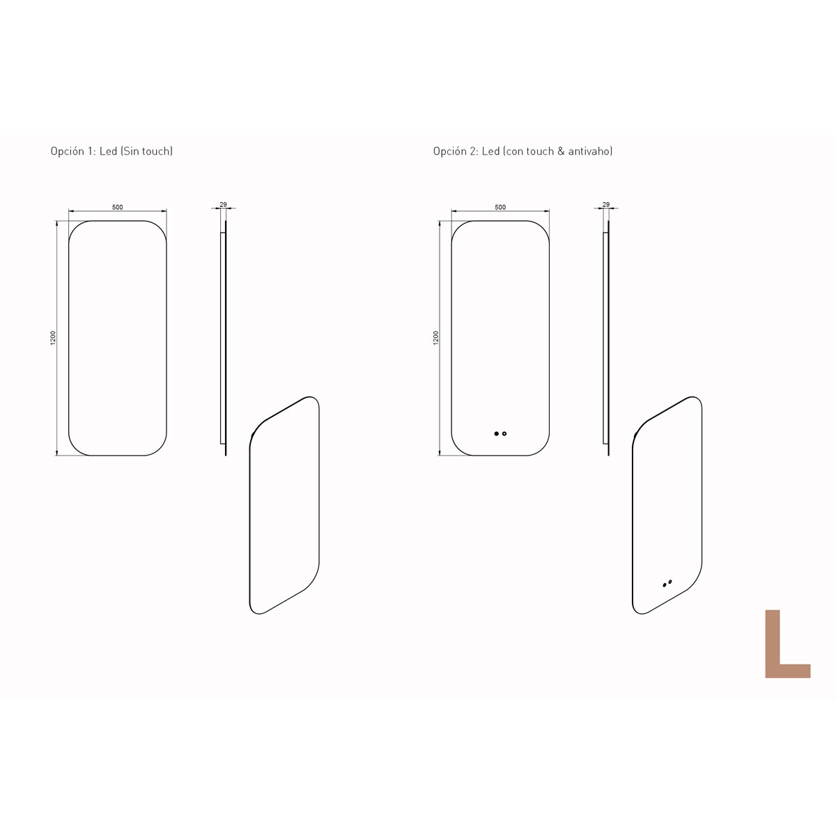 Backlit oval mirror for bathroom in 50x120 cm Model Lune