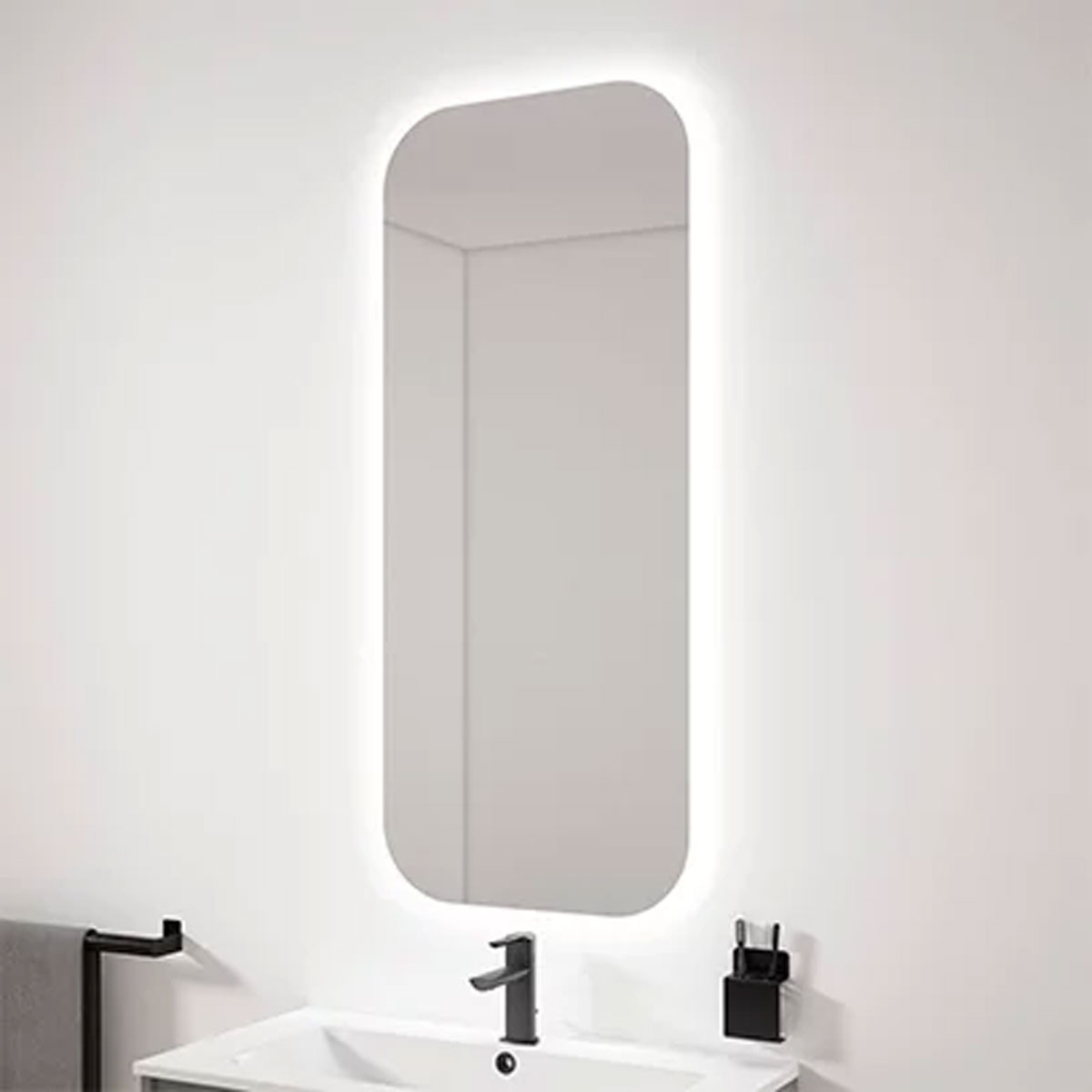 Miroir ovale rétroéclairé pour salle de bain en 50x120 cm Modèle Lune hg