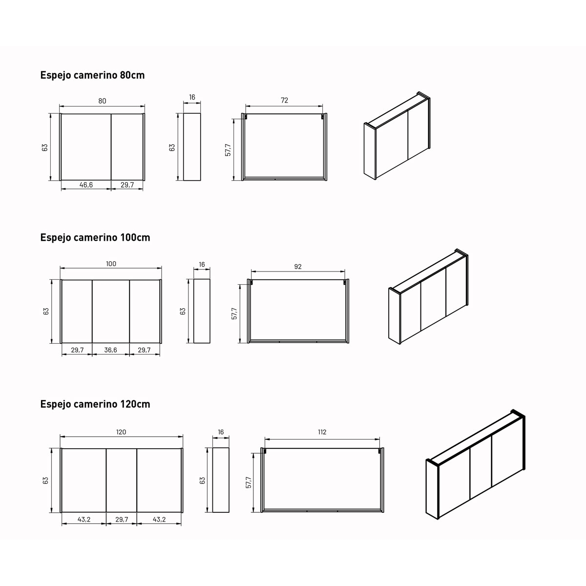 Miroir de salle de bain en différentes tailles Modèle Miranda c