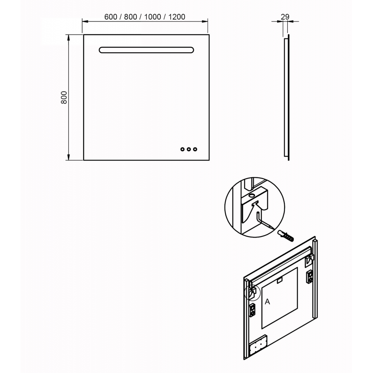 Backlit bathroom mirror in various sizes Model Soul d