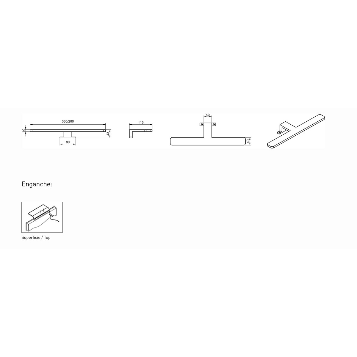 Wandlampe Leuchtlampe 28 cm/38 cm Soft e Modell