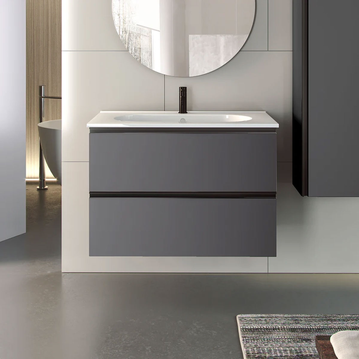 Mueble de baño suspendido Bolton de 60 cm de ancho color Cambrian con lavabo  integrado