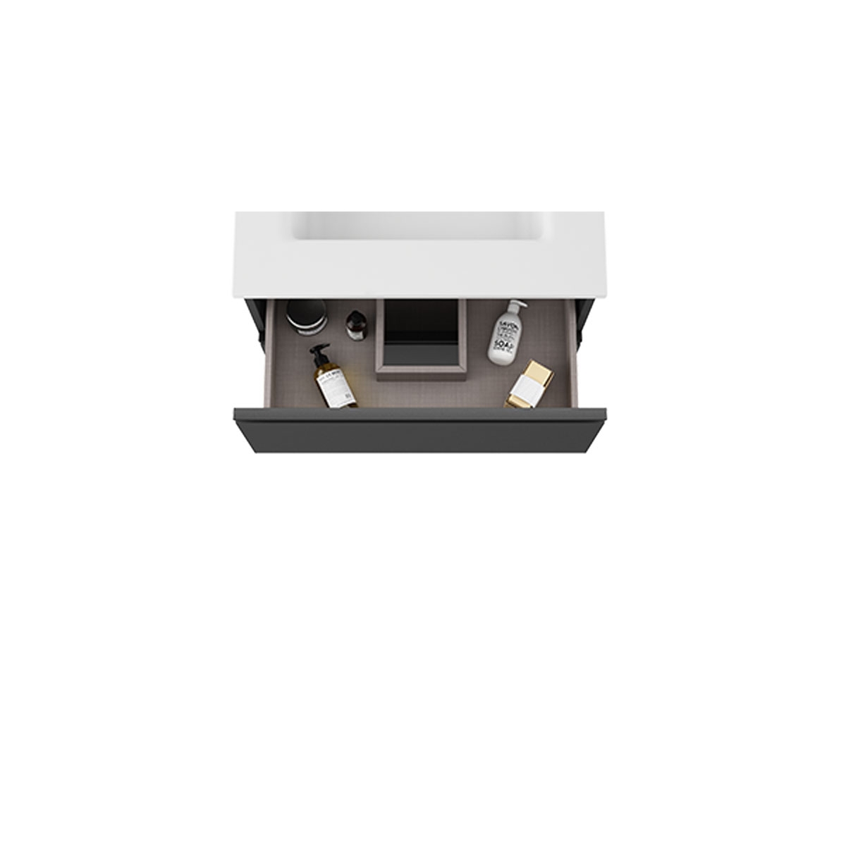 Mueble de baño suspendido de 60 cm con lavabo integrado color ceniza Modelo Granada5