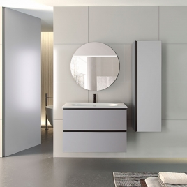 Foto de Mueble de baño suspendido de 60 cm con lavabo integrado color griggio Modelo Granada